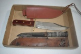 Pair of knives with leather sheath