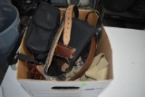 Large Assortment of Leather Belts, Holsters, and Slings