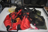 Assorted safety harness, ratchet straps, bag