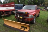 1998 Dodge Ram 1500 Pickup, Red Cab, Short Box, 4x4, V8, Auto, With Meyers 7.5' Snowplow