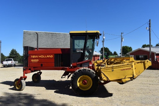 New Holland 2450 Self Propelled Windrower With 2214 14' Sickle Head, Full Cab, Hydro, 1,229 Act