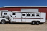 2001 Exiss 24' Tandem Axle All Aluminum, 4 Slant Horse, Gooseneck Trailer, Tack Room, 2 Side Doors,