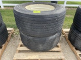 (2) 455-55R22.5 Tires On 10 Bolt Rims, Selling 2 x $