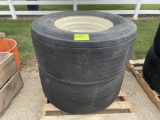 (2) 455-55R22.5 Tires On 10 Bolt Rims, Selling 2 x $