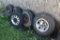 5 Tires, assorted, with rims