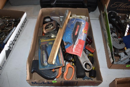 Assortment Of Wrenches, Screwdrivers, Tape Measure, etc.