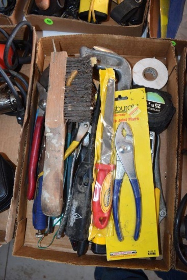 Assortment Of Pliers, Vice Grips, Channel Locks, Tape Measure, Utility Knife