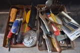 2 Boxes of Misc. and Tools, Hammers, Drill Bits, & More