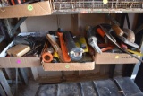 3 Boxes of Drill Bits, Calk Guns, Cement Tools, & More