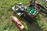 Assortment Of Oil, Fan, Fire Extinguisher & Small Dolly
