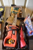 2 Boxes, Black & Decker Corded Sawzall, Socket Sets, Utility Knives, Chisels, Channel Locks