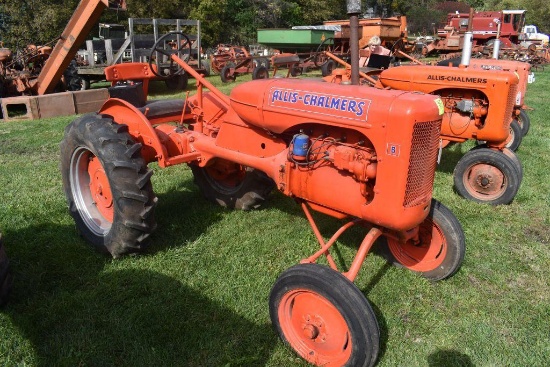 Allis Chalmers B Gas Tractor, W/F, Belt Pulley, Good 11.2x24 Tires, Motor is Free, SN: 27558
