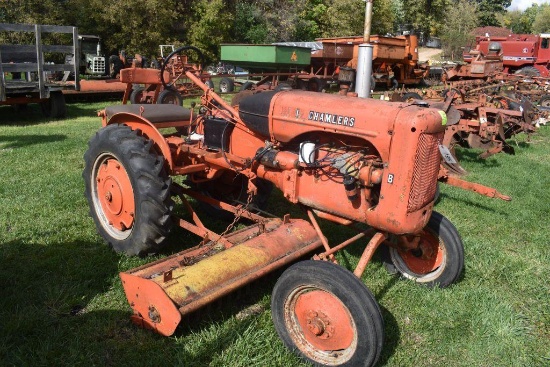 Allis Chalmers B Gas Tractor, W/F, 9.5x24 Tires, Belly Mount Flail Mower, Motor is Free,