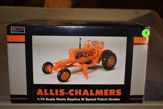 SpecCast Allis Chalmers 1/16 Scale Resin Replica W Speed Patrol Grader, Orange Spectacular