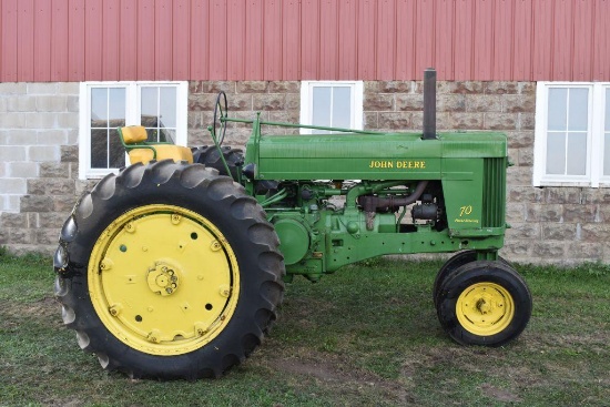 John Deere 70 Two Cylinder Gas Tractor, Roll-O-Matic NF, 14.9x38 Tires, Power Steering, 540PTO,
