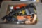 Stapler, tire gauge and assorted tools