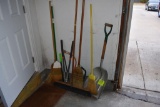 Shovels, brooms, and assorted tools