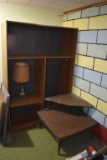 End table, entertainment center, lamp