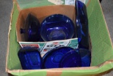 Blue glass mixing bowls
