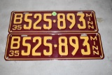 MN 1935 license plate, unknown age