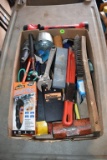 Pipe wrench, hammer, and assorted hand tools