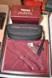 Folding knife, 26 piece ultra jag and best bore brush set, trigger pull gauge