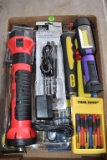 Flash lights, hammer and assorted tools
