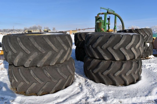 (4) 710x38 Goodyear Tires On 12 Bolt Rims, 30"