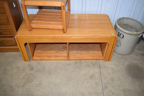 Wooden Coffee table with bottom shelf storage