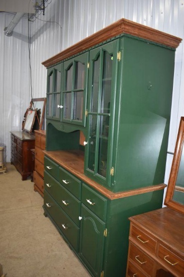 Nice Two Piece Hutch, glass top doors, 68"x85"x24"