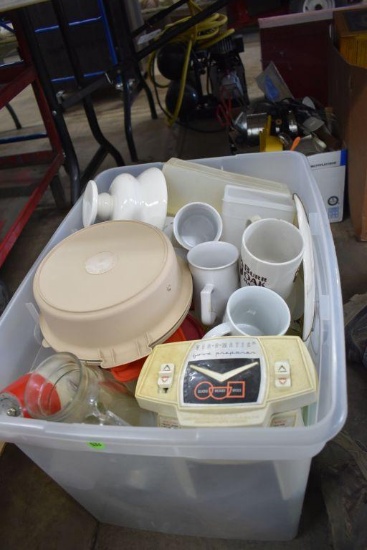 Assorted cups, Tupperware, kitchen items