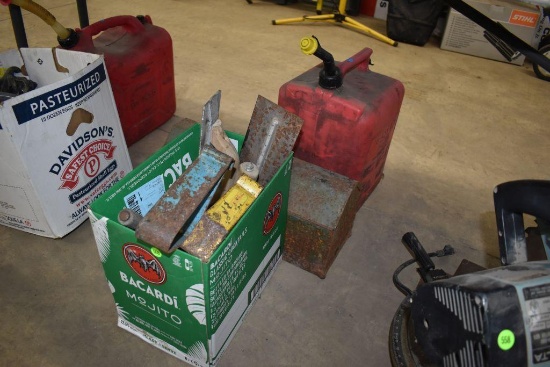 Roof Toe Holds and mud tools, gas can, tool box