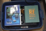 2 Totes of radio equipment, books and cable