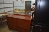 6 Drawer wooden dresser with mirror, 55