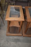 Oak glass top side table