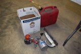 Gas can, air sander and paint guns