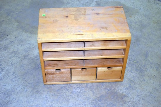 3 Shelf, 3 Drawer Wooden Side Table