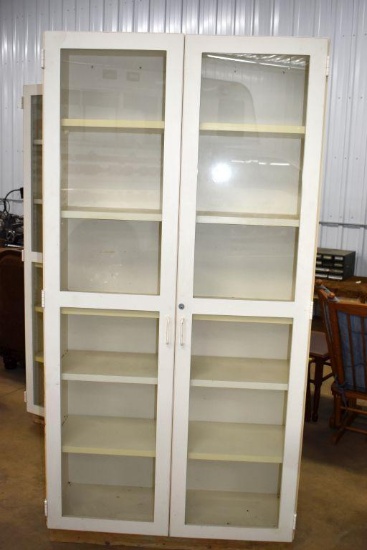 Wooden Cabinet With Glass Doors 42"x84", 6 Shelves