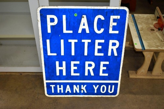 Place Litter Here Steel Sign, 24"x30"