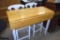 High top table with drop leaf and 2 chairs, 28