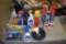 Assortment of shop supplies, coax cable, garbage bags, power grab