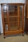 Antique Mission style Oak Curio Cabinet, Wooden Shelves, Drawer on Bottom, 63x39.5x17