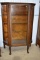 Antique Oak Curio Cabinet, Rounded Glass Sides (One Is Missing) Flat Front, Claw Front