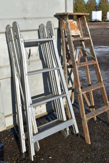 2 Ladders, 16.5 Foot Combination Ladder & Wooden Step Ladder