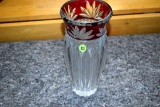 Bohemian Glass Vase, 11.5