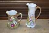 Hand painted pitchers one signed Dallas No 109