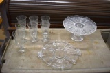 Cake plate and etched glasses