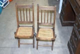 2 Children's folding chairs with cane bottom seat