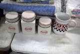 Coca Cola canister and pitcher