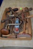 Vintage drills, pipe wrenches and other tools